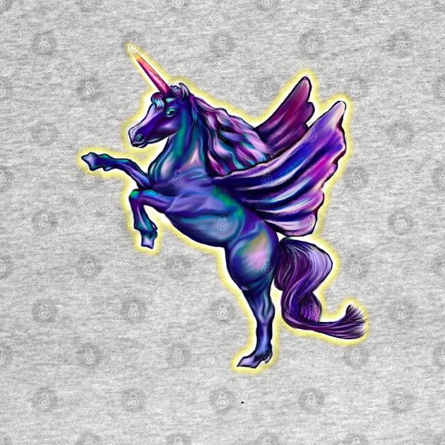 Unicorn  with light halo - sparkly, glittery, magical, winged unicorn by Artonmytee